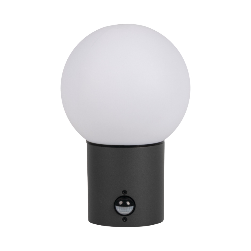 Vonkajšia nástenná lampa so senzorom pohybu a súmraku STONO 1xE27/15W/230V IP65 antracit