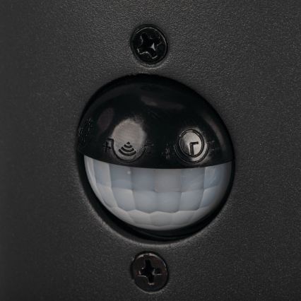 Vonkajšia nástenná lampa so senzorom pohybu a súmraku STONO 1xE27/15W/230V IP65 antracit