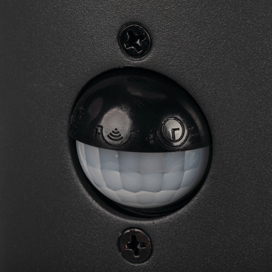 Vonkajšia nástenná lampa so senzorom pohybu a súmraku STONO 1xE27/15W/230V IP65 antracit