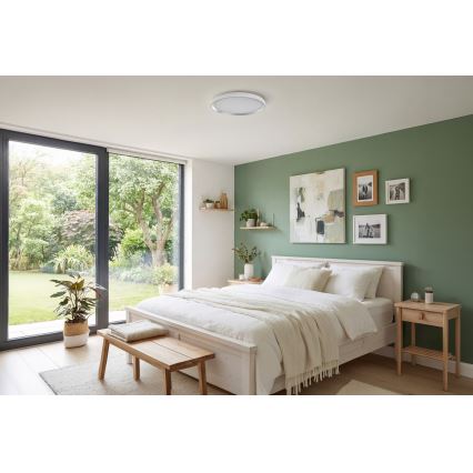 Stmievateľné LED stropné svietidlo LIXAN LED/47W/230V 3000-6500K pr. 38,6 cm biela/strieborná + diaľkové ovládanie