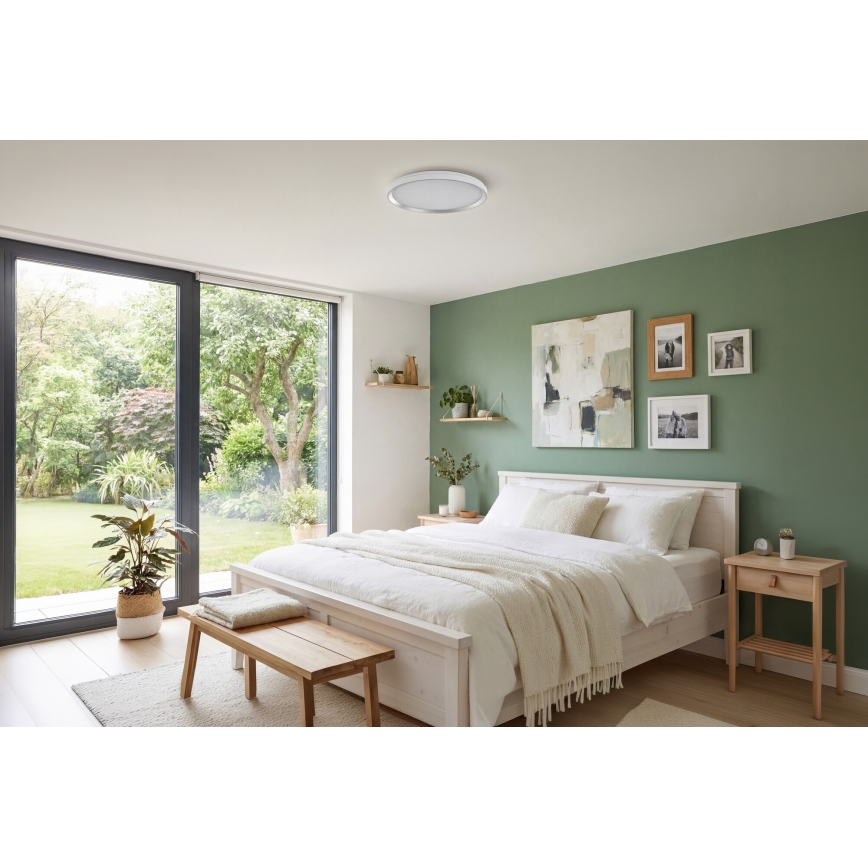 Stmievateľné LED stropné svietidlo LIXAN LED/47W/230V 3000-6500K pr. 38,6 cm biela/strieborná + diaľkové ovládanie