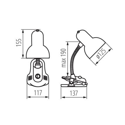 Stolná lampa s klipom SUZI 1xE27/40W/230V čierna