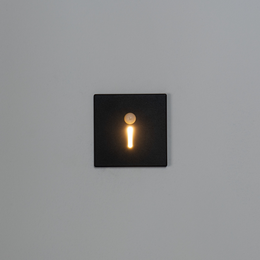 LED schodiskové svietidlo s pohybovým a súmrakovým senzorom MAGNIK LED/1,7W/230V 2700/3300/3900/4600/5700K čierne hranaté