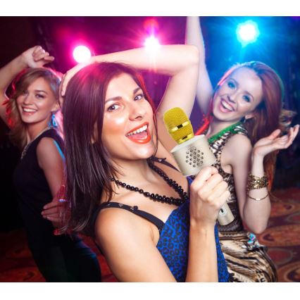 Karaoke mikrofón 6 W / 5 V, 1500 mAh, Bluetooth, zlatý