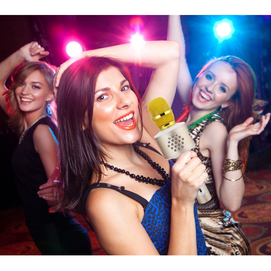 Karaoke mikrofón 6 W / 5 V, 1500 mAh, Bluetooth, zlatý