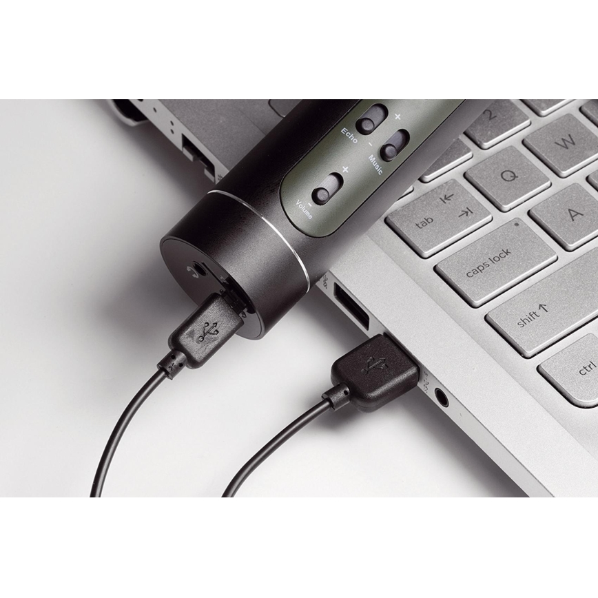 Karaoke mikrofón 6W/5V 1500 mAh Bluetooth čierny