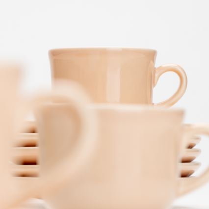 Kávová sada 6x keramická šálka s podšálkou béžová