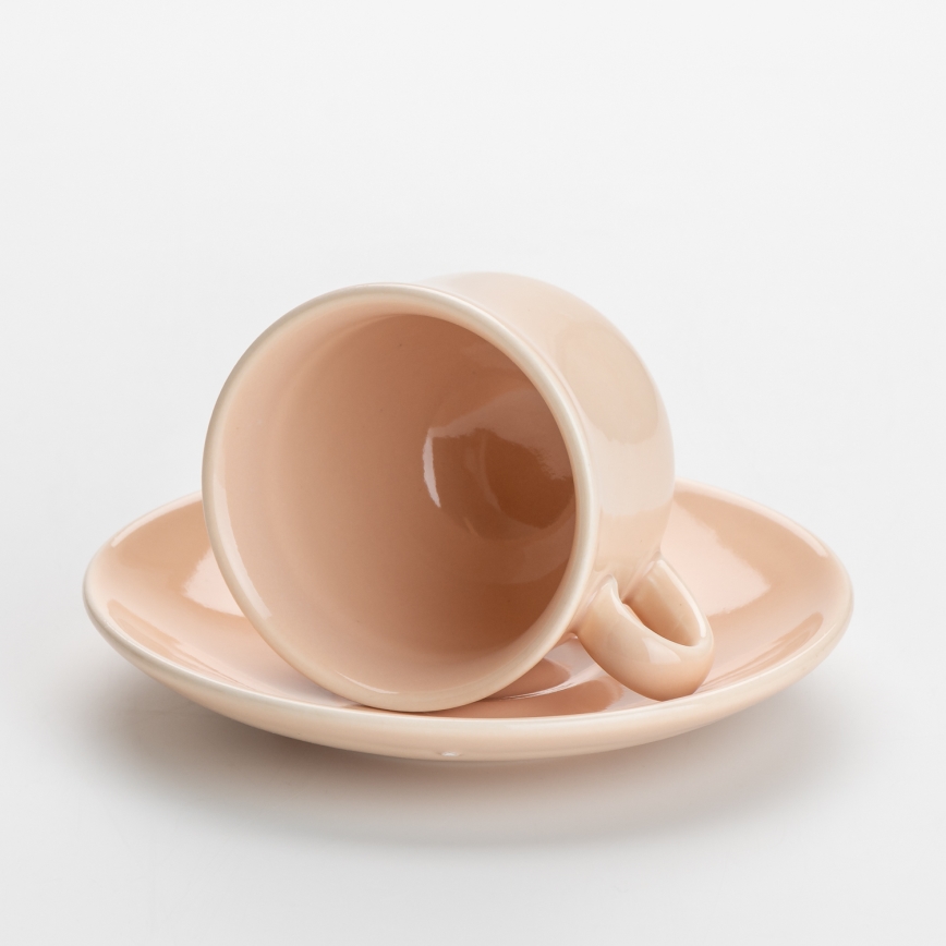 Kávová sada 6x keramická šálka s podšálkou béžová