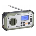 Kempingové rádio so kľukou, solárnym panelom a LED baterkou s funkciou powerbanky 5V/3xAAA/2000 mAh IPX4 zelená