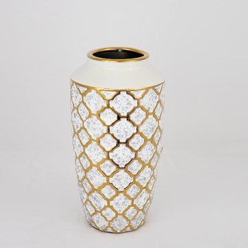 Keramická váza 25x13 cm zlatá/biela