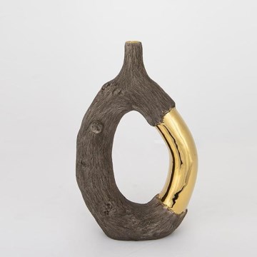 Keramická váza 31,5x20x8 cm hnedá/zlatá