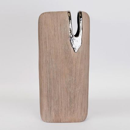 Keramická váza 43x19,5x9,5 cm hnedá/strieborná