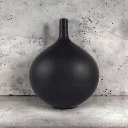Keramická váza, matná čierna, výška 24 cm