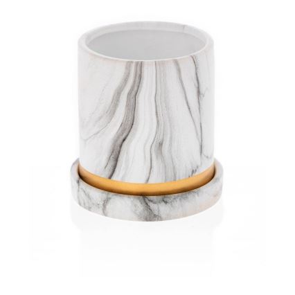 Keramický kvetináč s miskou HANYA 11x11 cm dekor mramoru