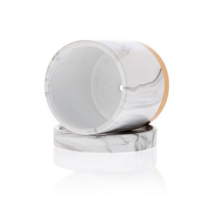 Keramický kvetináč s miskou HANYA 11x11 cm dekor mramoru