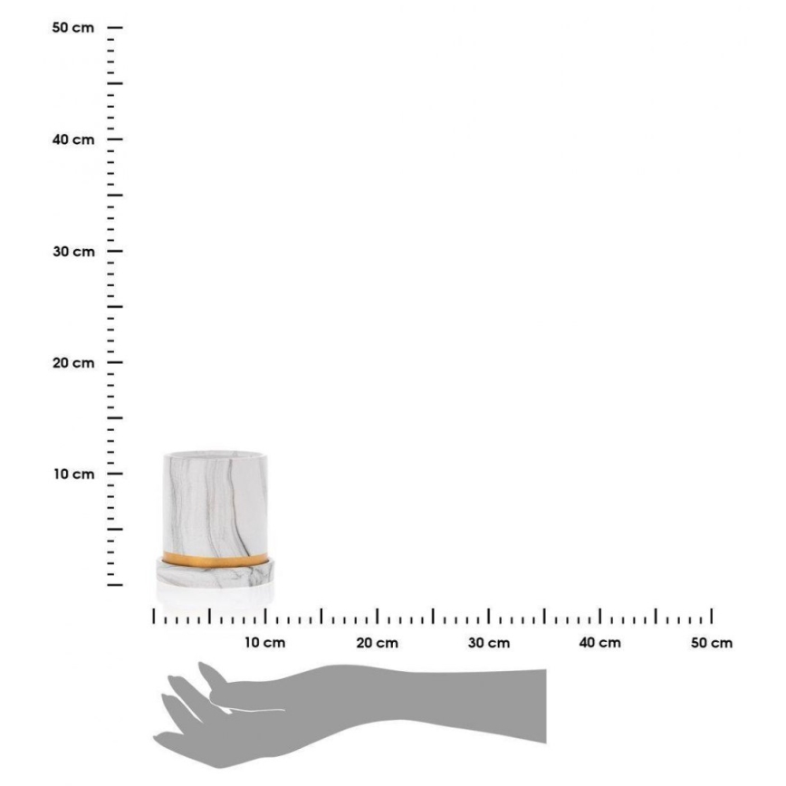 Keramický kvetináč s miskou HANYA 11x11 cm dekor mramoru
