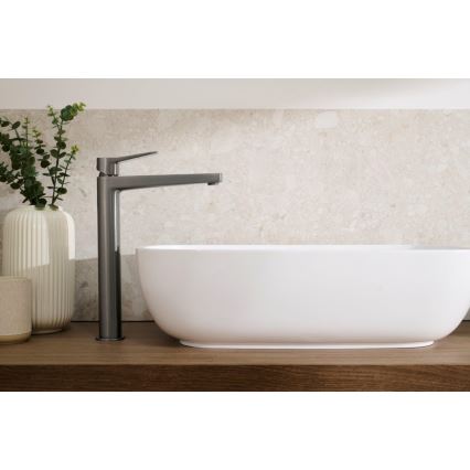 KFA Armatura 4522-712-61 - Umývadlová batéria + výpusť MALAGA 30,3 cm metalická sivá