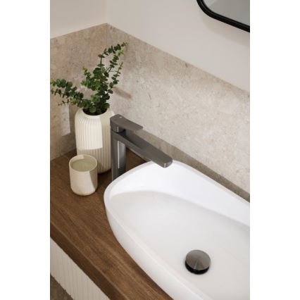 KFA Armatura 4522-712-61 - Umývadlová batéria + výpusť MALAGA 30,3 cm metalická sivá