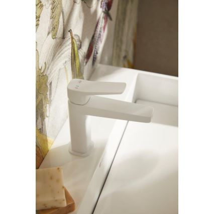 KFA Armatura 4522-815-44 - Umývadlová batéria + vypúšťací ventil MALAGA 15,9 cm biela