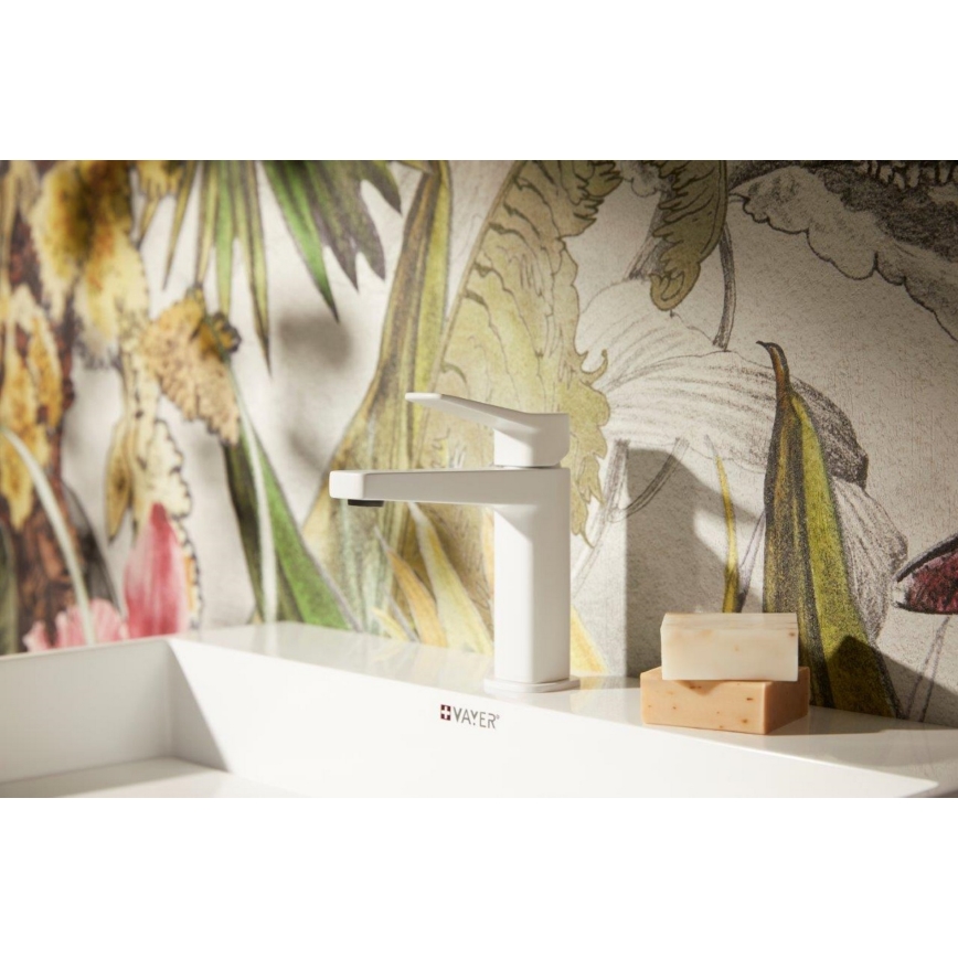 KFA Armatura 4522-815-44 - Umývadlová batéria + vypúšťací ventil MALAGA 15,9 cm biela