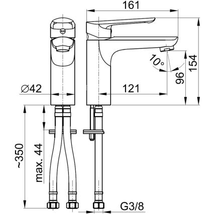 KFA Armatura 5022-815-00 - Umývadlová batéria + výpust s prepadom TANZANIT 15,4 cm lesklý chróm