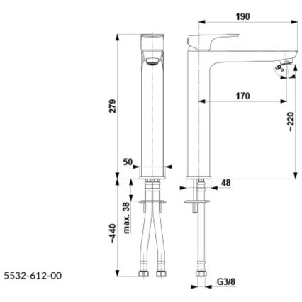 KFA Armatura 5532-612-81 - Umývadlová batéria MOKAIT 27,9 cm mosadz/matná čierna