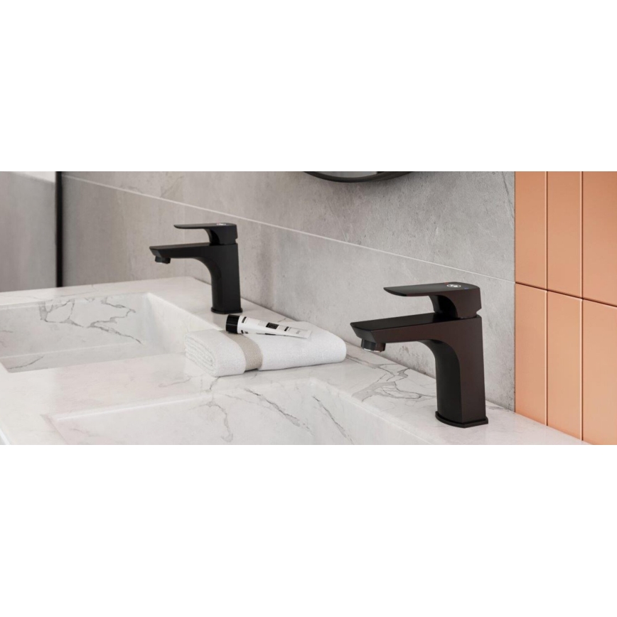 KFA Armatura 5532-815-81 - Umývadlová batéria + výpust s prepadom MOKAIT 13,9 cm mosadz/matná čierna
