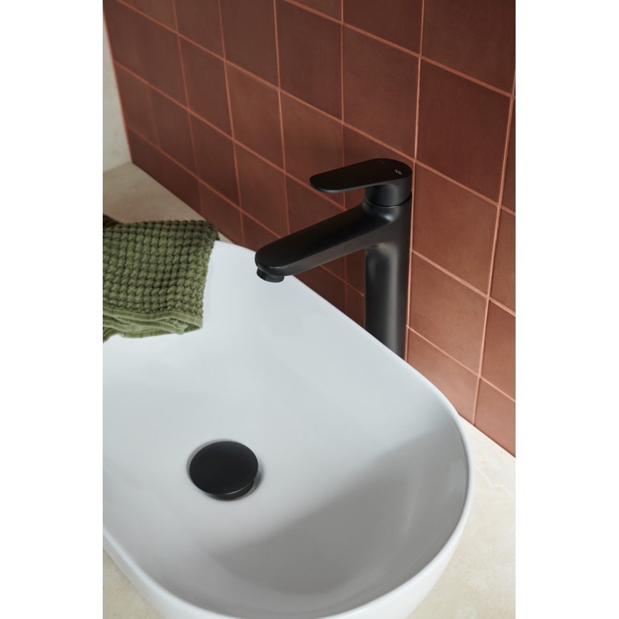 KFA Armatura 5552-712-81 - Umývadlová batéria + výpust s prepadom OTAVA 30,2 cm matná čierna
