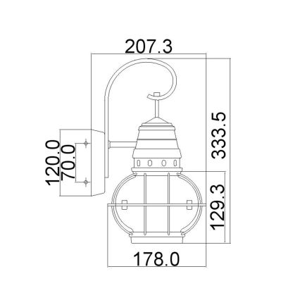 Kichler - Vonkajšie nástenné svietidlo BRIDGE POINT 1xE27/60W/230V IP44 bronzové