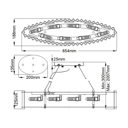 Kichler - LED Kúpeľňový luster na lanku CRYSTAL SKYE 8xG9/3W/230V IP44