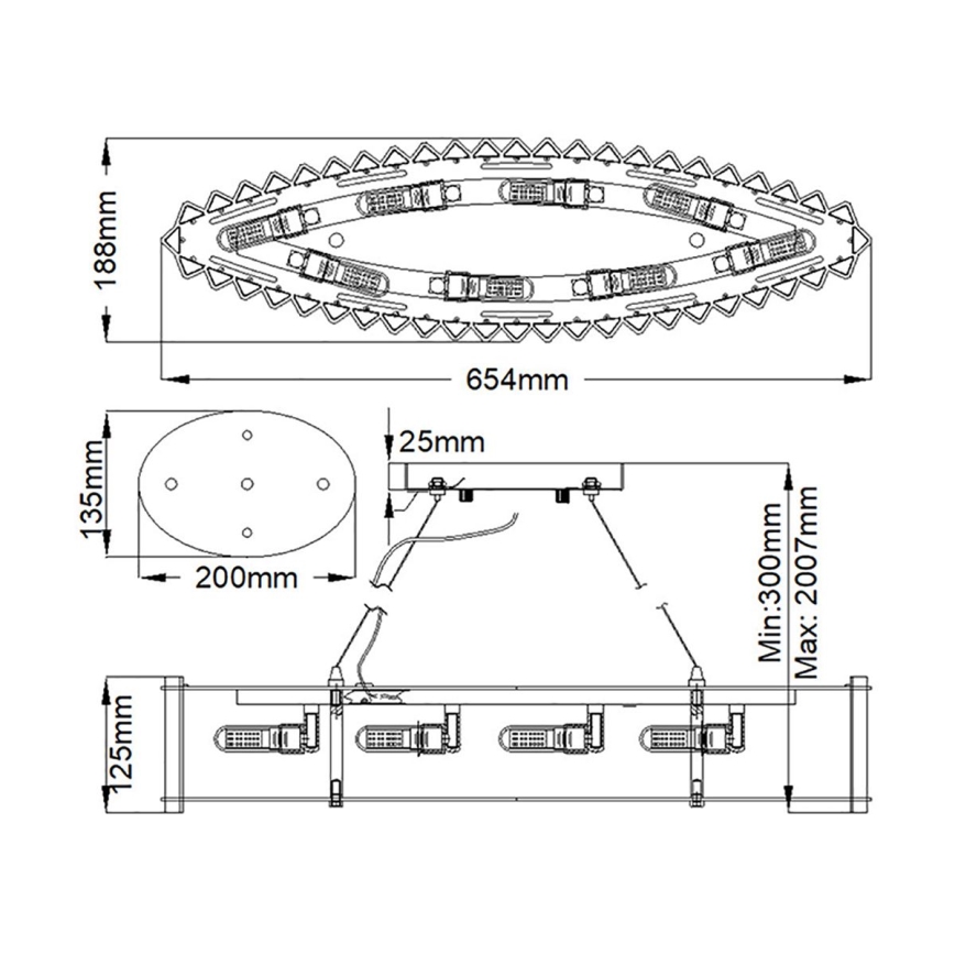 Kichler - LED Kúpeľňový luster na lanku CRYSTAL SKYE 8xG9/3W/230V IP44