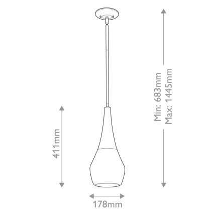 Kichler - Luster na tyči DEELA 1xE27/60W/230V pr. 17,8 cm mosadz