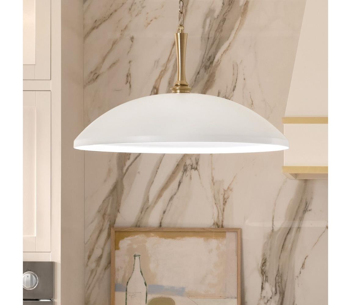 Elstead Kichler KL-DELAROSA-P-WH - Luster na reťazi DELAROSA 1xE27/60W/230V biela/mosadz KL-DELAROSA-P-WH