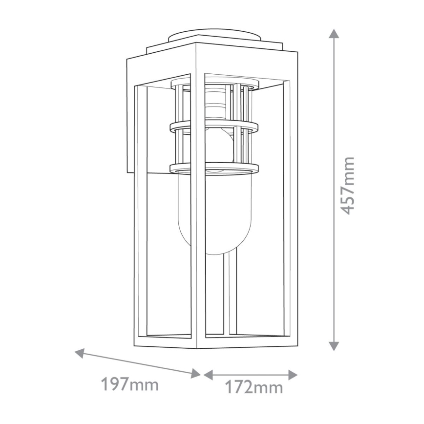 Kichler - Vonkajšie nástenné svietidlo HONE M 1xE27/60W/230V IP44 čierne