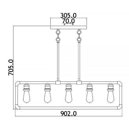 Kichler - Luster na tyči IMAHN 5xE27/60W/230V