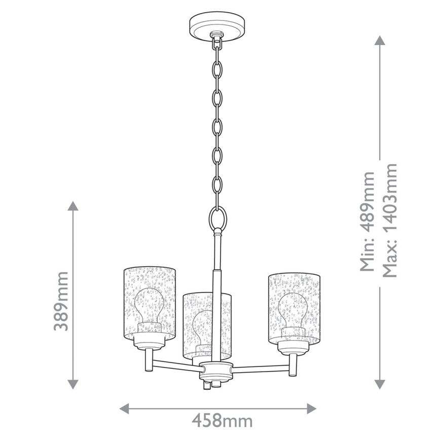 Kichler - Luster na reťazi WINSLOW 3xE27/60W/230V pr. 45,8 cm mosadz