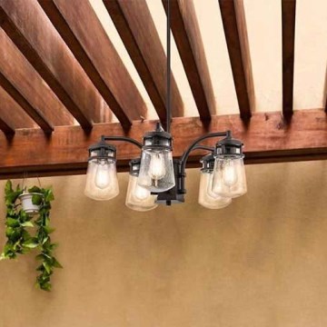 Kichler - Vonkajší luster na tyči LYNDON 5xE27/60W/230V IP44
