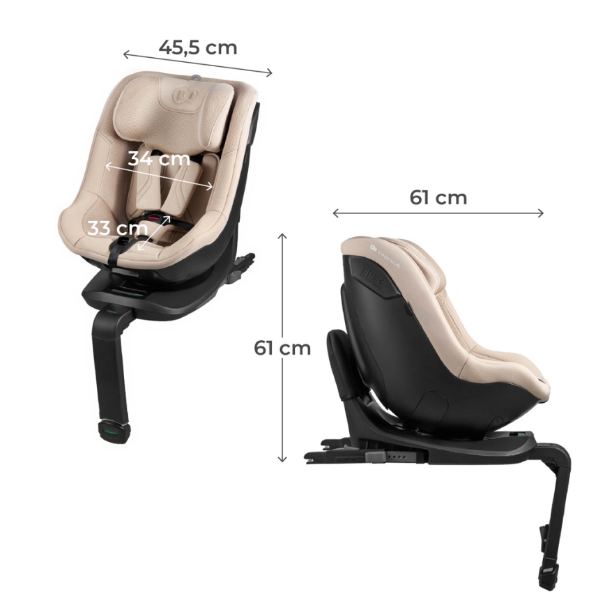 KINDERKRAFT - Autosedačka s otočnou základňou I-GUARD PRO i-Size 61-105 cm béžová