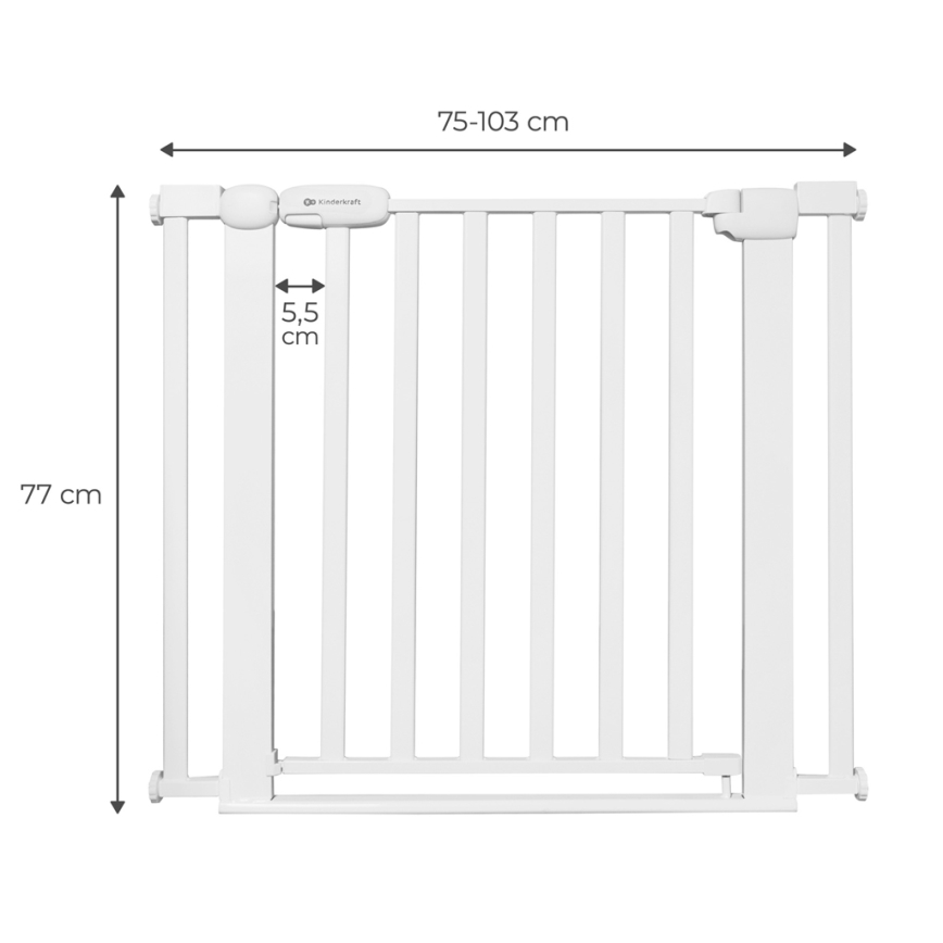 KINDERKRAFT - Bezpečnostná zábrana LOCK&GO 75-103 cm biela