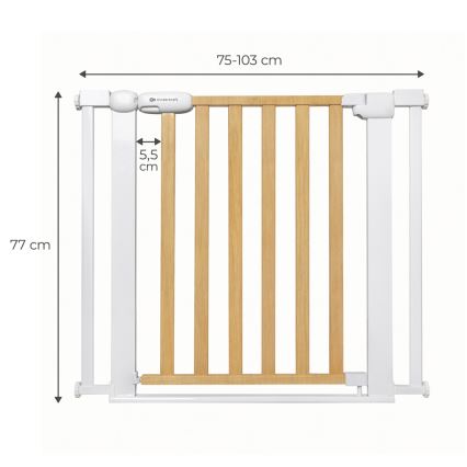 KINDERKRAFT - Bezpečnostná zábrana LOCK&GO 75-103 cm borovica