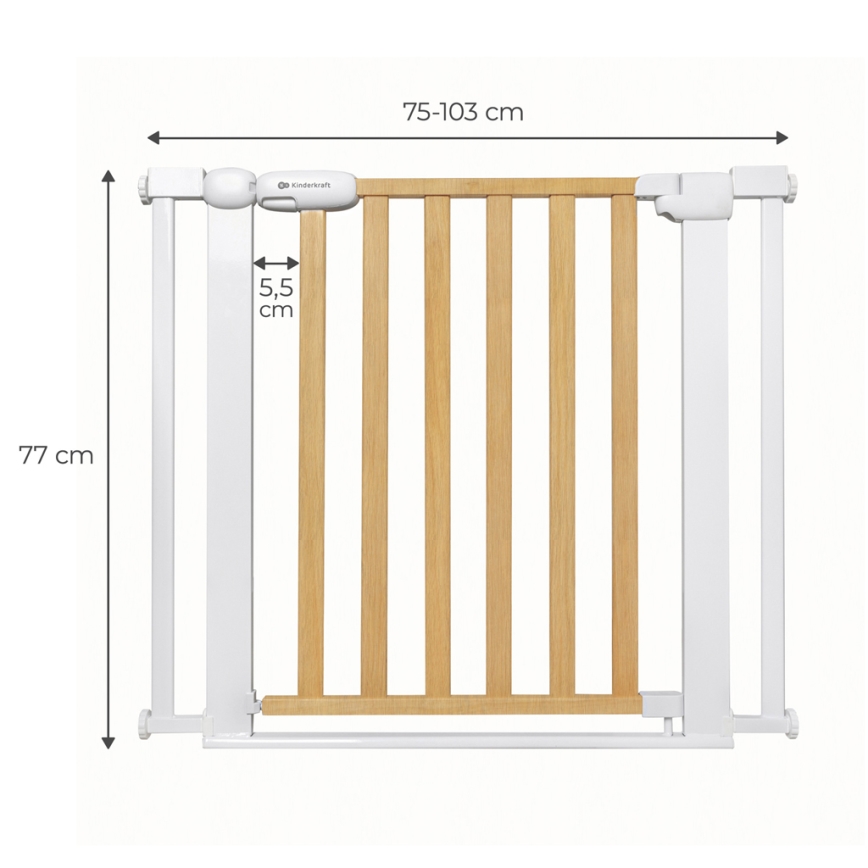 KINDERKRAFT - Bezpečnostná zábrana LOCK&GO 75-103 cm borovica