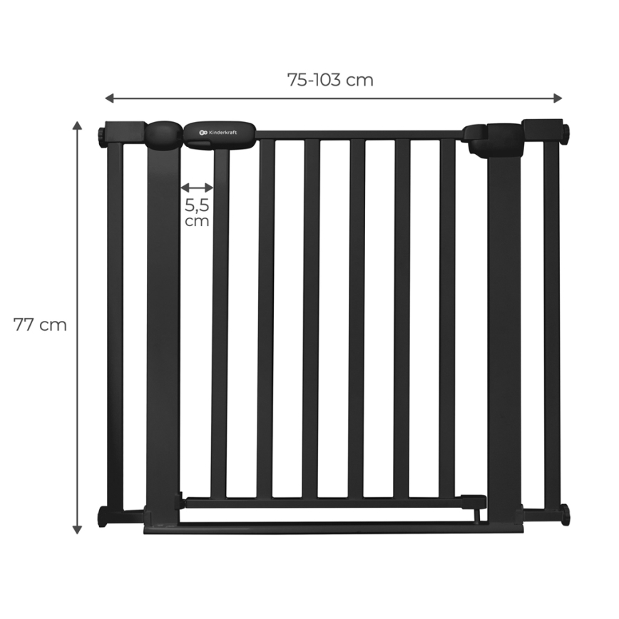 KINDERKRAFT - Bezpečnostná zábrana LOCK&GO 75-103 cm čierna