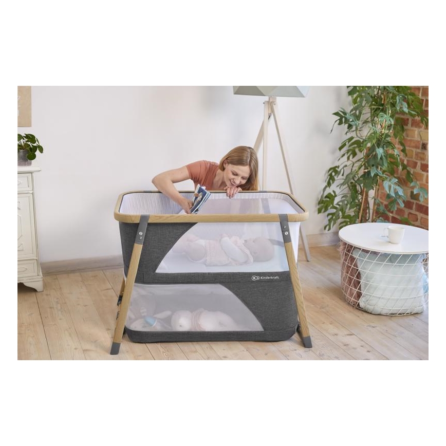 KINDERKRAFT - Cestovná postieľka 4v1 SOFI šedá