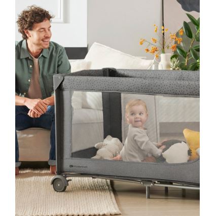 KINDERKRAFT - Cestovná postieľka JOY 2 šedá