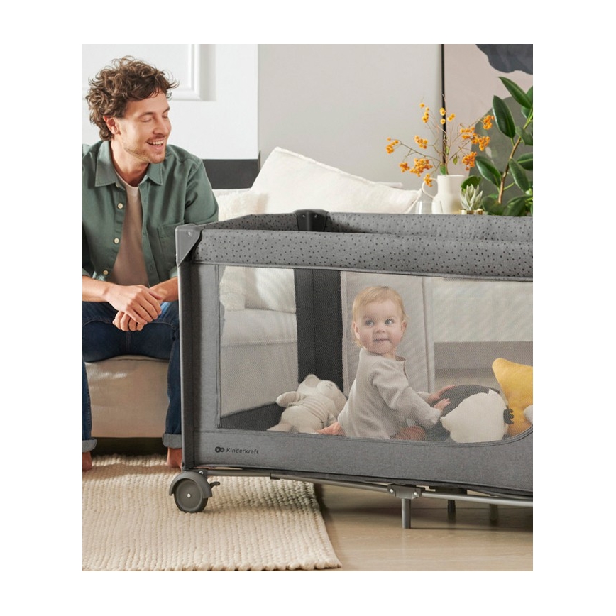 KINDERKRAFT - Cestovná postieľka JOY 2 šedá