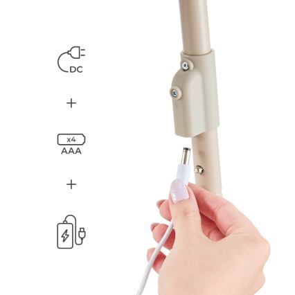 KINDERKRAFT - Detská hojdačka s melódiou SWINGEE béžová 4xAAA/230V