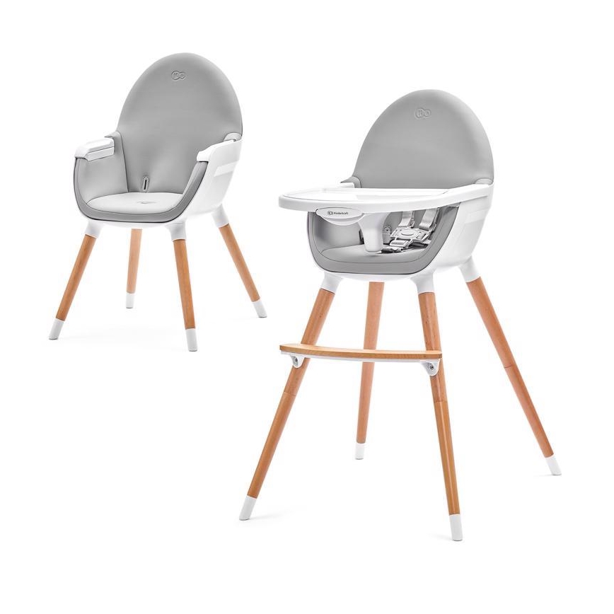 KINDERKRAFT - Detská jedálenská stolička FINI šedá/biela