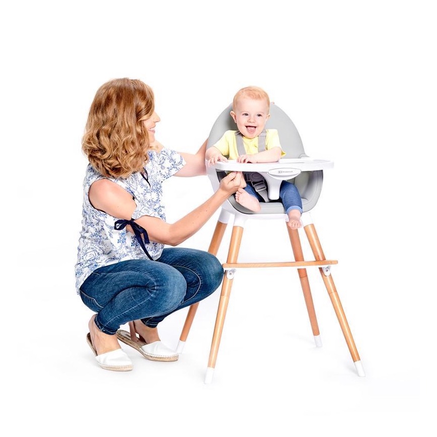 KINDERKRAFT - Detská jedálenská stolička FINI šedá/biela