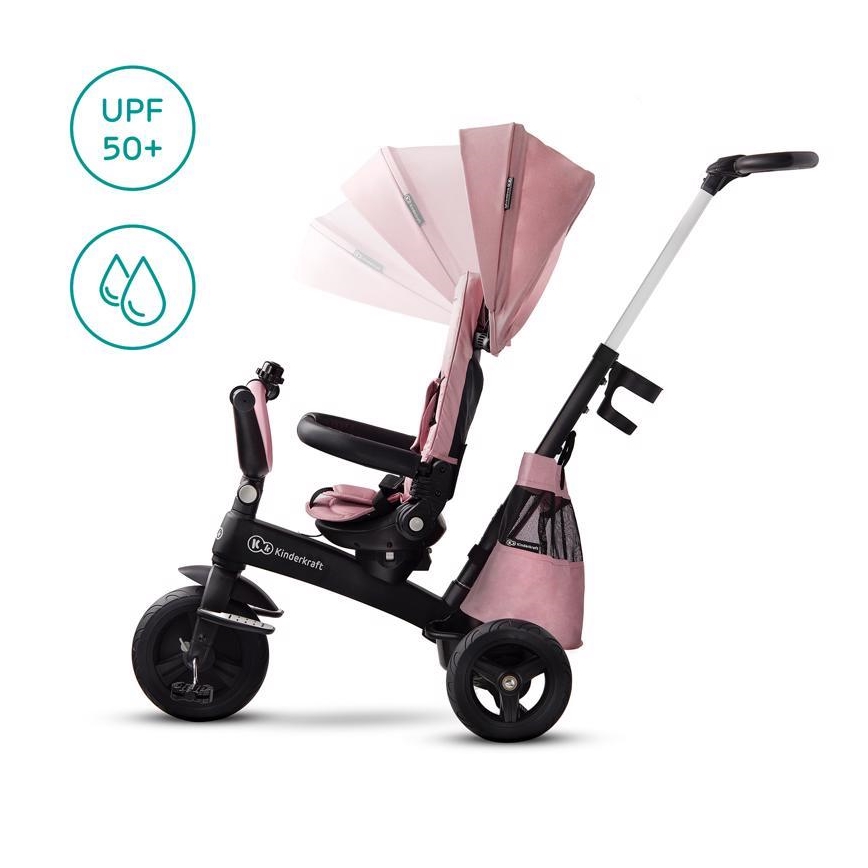 KINDERKRAFT - Detská trojkolka 5v1 EASYTWIST ružová/čierna