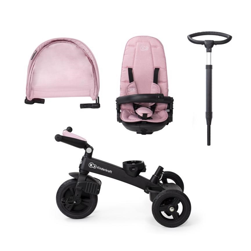 KINDERKRAFT - Detská trojkolka 5v1 EASYTWIST ružová/čierna